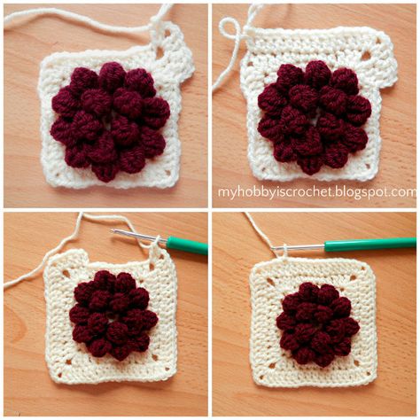 Dahlia in a square - Granny Square - Free Pattern with Tutorial Flower Blankets, Crochet Dahlia, Crocheted Motifs, Crochet Granny Square Tutorial, Sunburst Granny Square, Granny Pattern, Crochet Square Blanket, Granny Stitch, Flower Granny Square