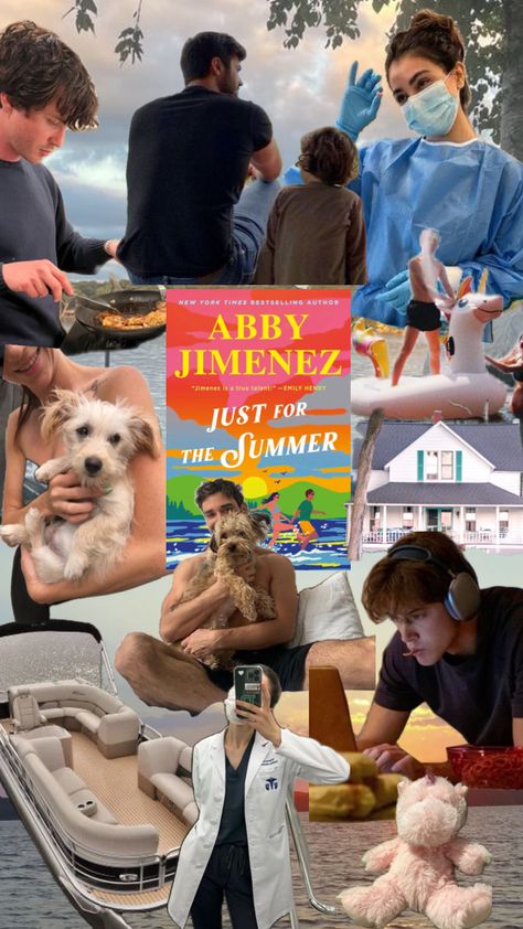 Abby Jimenez Just For Summer Aesthetic, Just For The Summer, Just For The Summer Book Aesthetic, Summer Tbr, Kindle Wallpaper, Collage Books, Abby Jimenez, Romcom Books, Book Vibes