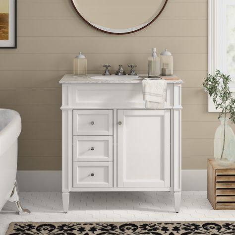 Antoinette 32" Single Bathroom Vanity Set Storage Vanity, Simple Bathroom Decor, Best Bathroom Vanities, Frameless Shower Doors, White Marble Countertops, Vanity Storage, Trendy Bedroom, Contemporary Bathrooms, Bathroom Vanity Set