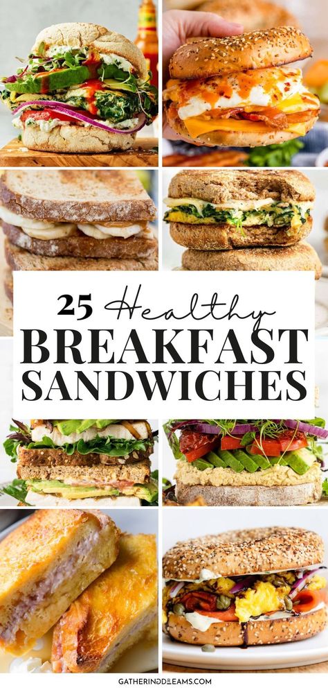 Breakfast Sandwich Ideas, Healthy Breakfast Sandwiches, Easy Breakfast Sandwich, Healthy Breakfast Sandwich, Bagel Breakfast Sandwich, Breakfast Sandwich Recipes, Sandwich Ideas, Breakfast Burger, Healthy Sandwiches