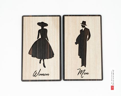 Men Toilet Door Sign, Women Toilet Door Sign, Unisex Bathroom Sign, Unisex Toilet Door Sign, WC Sign, Toilet Plate, Toilet Plaque  Each sign is modern designed with wooden suitable for office, hotel, restaurant or shopping mall. Please add extra superglue to make sure the sign stick stably on wall. Stunning wooden Restroom sign. made from genuine oak wood, which gives the product a natural feel. This sign will look fantastic in your house. It may also be utilized in a restaurant, bar, or workplace. - Size:  20x12cm (7,8x4,7 Inch) - Color : White , Yellow Wooden signage for Restroom doors that you can hang with a screw. Natural door decorating that is also useful. The Restroom area signboard is made from wood, with a classic style to help you decorate the room beautifully. Each piece is Las Men Toilet, Unisex Bathroom Sign, Unisex Toilets, Bathroom Signage, Wc Sign, Toilet Door Sign, Wooden Signage, Toilet Door, Restroom Sign