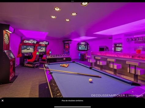 Luxury Gaming Room, Luxury Game Room, Game Room Setup, Game Room Lighting, Garage Game Rooms, Arcade Room, Game Room Basement, North Holland, Arcade Game Room