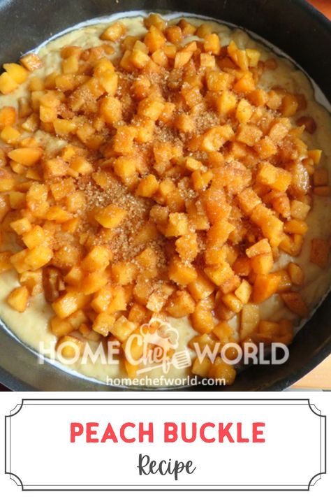 Peach Buckle Recipe, Peach Buckle, Buckle Recipe, Brown Sugar Peaches, Recipe For Summer, Custard Sauce, Slow Cooker Recipes Dessert, Fruit Dessert Recipes, Slow Cooker Desserts