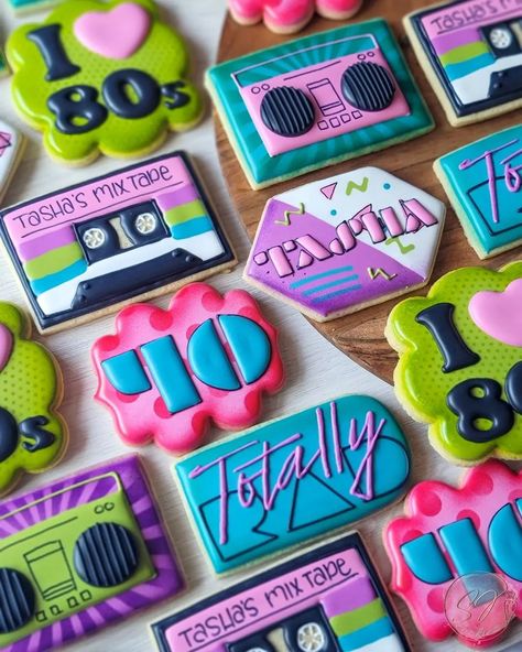 80s Themed 2nd Birthday, 1986 Birthday Theme, 1988 Party Theme, 40th Birthday Cake 80s Theme, 80s 30th Birthday Party, 80s Party 50th Birthday, 80s Birthday Cookies, 50th Birthday Ideas For Women 80s Theme, Born In The 80s Grew Up In The 90s