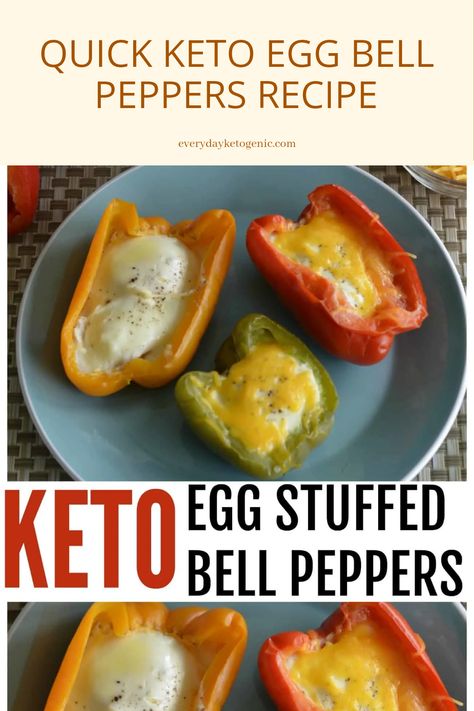 Easy Keto Egg Stuffed Bell Peppers on a plate, featuring a colorful presentation perfect for a healthy breakfast or low-carb diet. Bell Pepper Stuffed With Eggs, Keto Egg Ideas, Keto Breakfast No Eggs, Keto Egg Fast Recipes, Keto Egg Recipes, Low Carb Egg Recipes, Egg Fast Recipes, Keto Eggs, Keto Egg Recipe