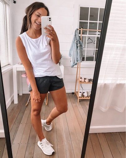 Exercise Shorts Outfits, Summer Altheisure Outfits, Summer Soccer Mom Outfit, Summer Athletic Outfits Shorts, Summer Training Athleisure Tank Top, Amazon Athleisure Outfits, Amazon Athleisure, Athleisure Athletic Shorts For Vacation, Summer Athleisure Athletic Shorts With Go-dry