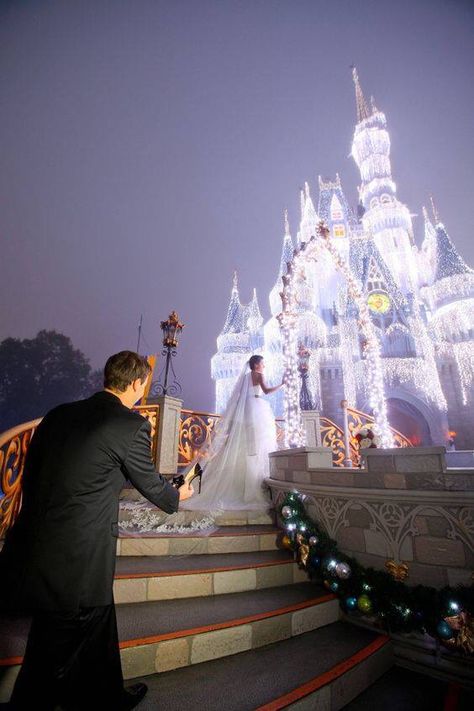 I dont know where this came from, but it is absolute perfection!! Disney Wedding Dress, Fairytale Wedding Theme, Disneyland Wedding, Disney Princess Wedding, Disney World Wedding, Cinderella's Castle, Disney Bride, Disney Fairy Tale Weddings, Cinderella Wedding