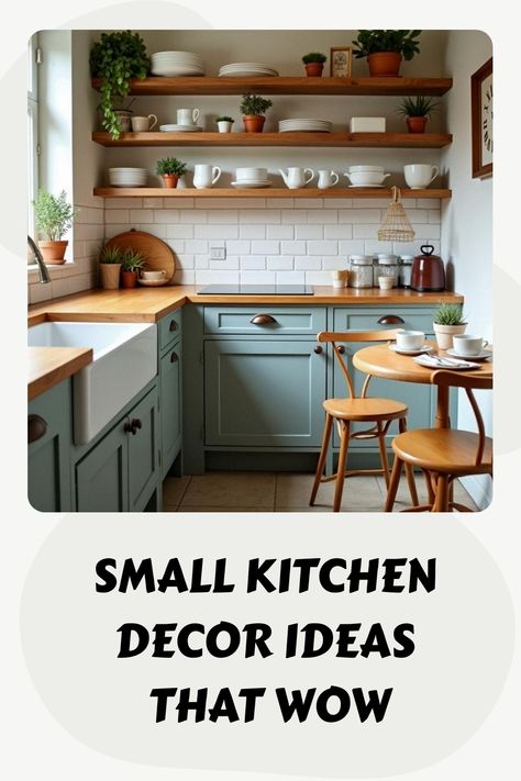 Small Kitchen Decor Ideas That Wow Small But Functional Kitchen, L Counter Kitchen, Kitchen With No Cabinet Doors, Small Italian Kitchen Ideas, 2025 Small Kitchen Trends, Small Light Kitchen, Boho Small Kitchen Ideas, Small Kitchen Dark Countertops, Small Kitchen Remodel Ideas On A Budget