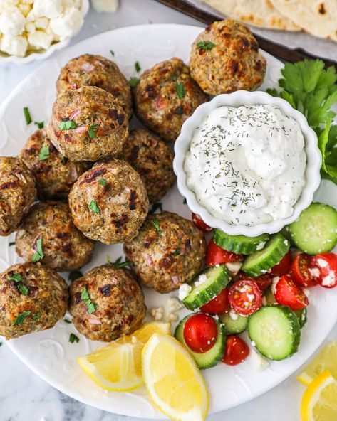 Mediterranean Meatballs, Lamb Meatballs Greek, Greek Turkey Meatballs, Ground Turkey Meatballs, Healthy Meatballs, Greek Turkey, Greek Meatballs, Lamb Meatballs, Ground Lamb