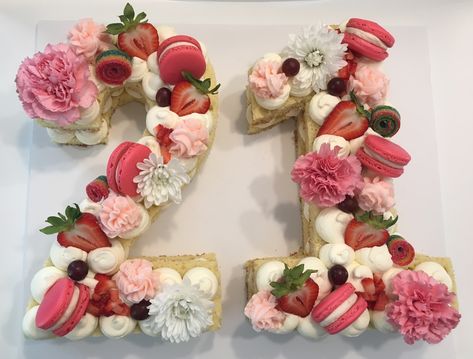 Number Cake #cake #birthday #numbercake #macarons Floral Number Cake Ideas, 21 Number Cake Ideas, Birthday Cake 21 Aesthetic, 21 Cupcake Cake Number, Number 21 Birthday Cake, Charcuterie Birthday, 21 Cake, 21st Birthday Cupcakes, Cakes With Flowers