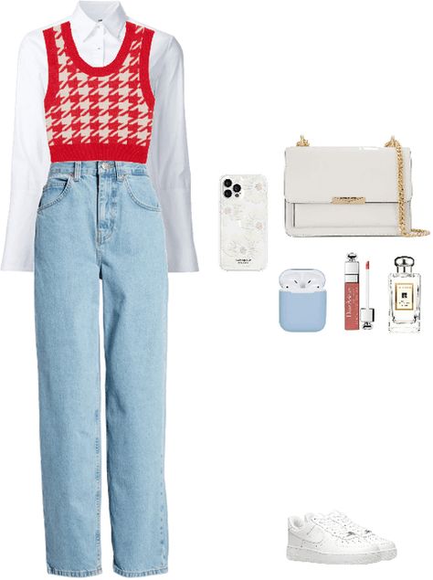 White And Red Aesthetic Outfit, Red White And Blue Outfits Aesthetic, Red And Blue Outfits For Women, Red Blue And White Outfit, Red And White Outfit Classy, Outfit Rojo Y Blanco, Red And White Outfit Aesthetic, Red Black And White Outfit Ideas, Warm Christmas Outfits