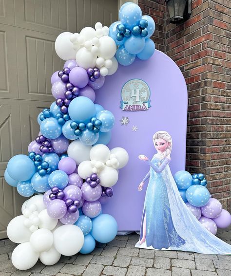 4th Birthday bash 💜🩵 #birthdaykelowna #kelownabirthday #4thbirthday #kelownaballoons #kelownabackdrops Diy Frozen Backdrop Ideas, Frozen Birthday Party Backdrop Ideas, Frozen Party Backdrop Ideas, Frozen Balloon Backdrop, Frozen Backdrop Ideas, Frozen Decoration Ideas, Fiesta De Frozen Decoration Ideas, Frozen Balloon Arch, Frozen Party Backdrop