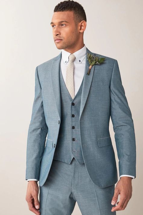 Light Blue Suit Jacket, Light Blue Suit, Suit Fit Guide, Blue Suit Jacket, Blue Suit Wedding, Slim Fit Jackets, Groomsmen Suits, Groomsmen Attire, Groom Suit