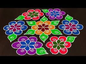 Happy New Year: 21 to 11 Beautiful Rangoli Kolam Design for New Year (2019) - YouTube 21 Dots Rangoli, Pulli Kolam Design Dots With Colour, Dot Rangoli Design With Color, Doted Rangoli Designs With Color, Dotted Rangoli Design, New Year Kolam Design, Kolam Designs Dots, Pulli Kolam Design, Amsterdam Wallpaper