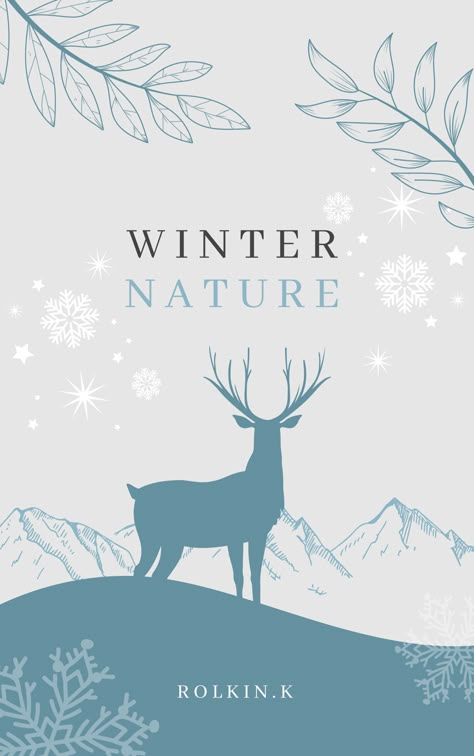 Winter book cover template Winter Illustration Design, Winter Book Cover, Winter Advertising, Poster Natal, Winter Graphic Design, Snowfall Wallpaper, Winter Template, Program Brochure, Party Design Poster