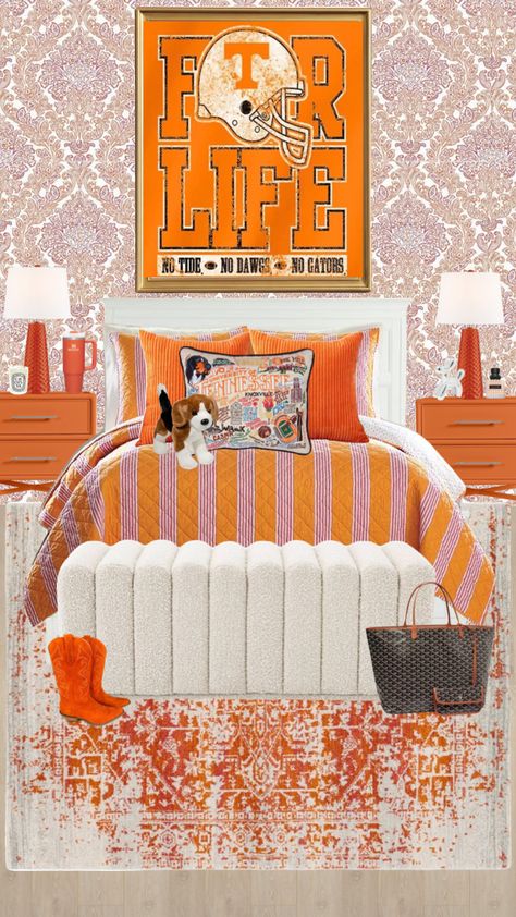 #tennessee #govols #wallpaper #beauty #outfitinspo #homedecor #universityoftennessee #tennessee #goyard #jeffkoons #stanleycup #diptyque #valentino #cowgirl #cowgirlaesthetic #dorm #dorminspo #college College Decision Bed, University Of Tennessee Dorm, Tennessee College, Tennessee Living, College Decision, Go Vols, Cowgirl Aesthetic, Jeff Koons, Laugh A Lot