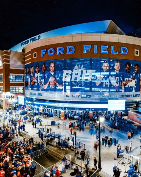 Ford Field Detroit, Detroit Lions Aesthetic, Detroit Lions Super Bowl, Michigan Aesthetic, Michigan Detroit, Lions Den, Motown Records, Ford Field, Detroit Lions Football