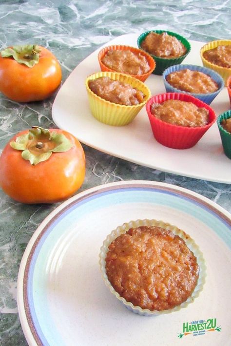 Persimmon Muffins, Seasonal Recipes Fall, Persimmon Bread, Winter Produce, Persimmon Pudding, Fall Muffins, Persimmon Recipes, Fall Produce, Produce Recipes