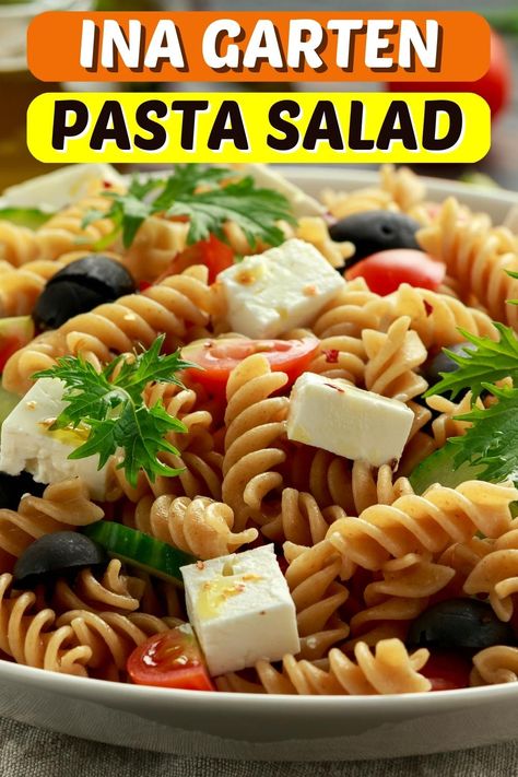 Ina Garten's pasta salad is a hearty, refreshing dish that'll quickly make any meal special. Loaded with tomatoes, feta, and olives, it's tasty all year. Ina Garten Tomato Feta Pasta Salad, Pasta Salad Recipes Ina Garten, Ina Garten Pasta Salad Recipes, Ina Garden Tomato Feta Pasta Salad, Ina Garden Pasta Salad, Ina Garten Summer Pasta Salad, Ina Garten Summer Garden Pasta, Ina Garten Pasta Salad, Salad Easy Recipe