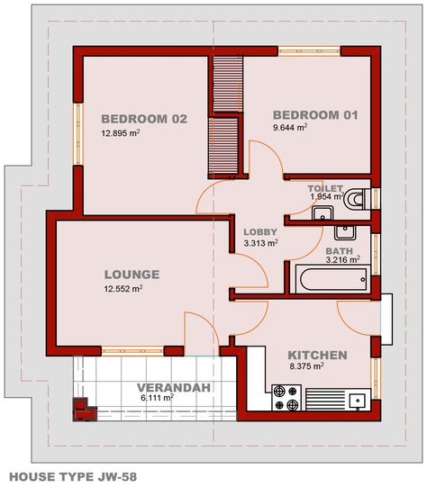 One Bedroom Ideas, Kwaku Dmc, Small Home Plans, 3 Bedroom House Plans, Kitchen Backyard, Small House Blueprints, 20x40 House Plans, House Plans South Africa, Small Modern House Plans