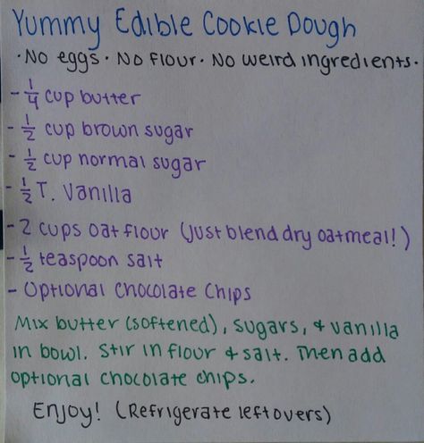 Delicious Edible Cookie Dough!!No weird/expensive ingredients, no four, no eggs!!! Cookie Dough No Eggs, Edible Cookie Dough Recipe, 3 Ingredient Cookies, No Bake Cookie Dough, Easy Dessert Recipes Quick, No Egg Cookies, No Flour Cookies, Cookie Dough Recipes, Edible Cookies