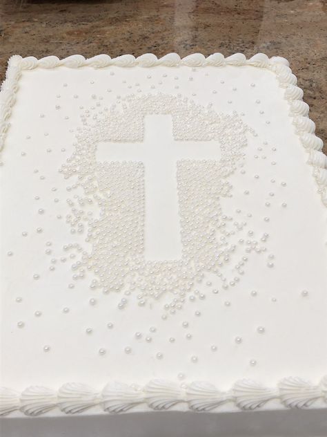 Cross Sheet Cake, Christian Birthday Cake, Confirmation Cakes Catholic, 1st Communion Cakes, Baptism Sheet Cake, Christian Cakes, Baptism Cake Boy, Square Cake Design, Full Sheet Cake