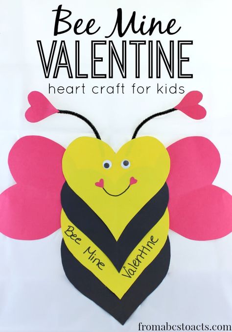 Bee Mine Valentine, Bee Valentine, February Crafts, Be Mine Valentine, Valentine Craft, Valentine's Day Crafts For Kids, Preschool Valentines, Valentine Crafts For Kids, Bee Mine