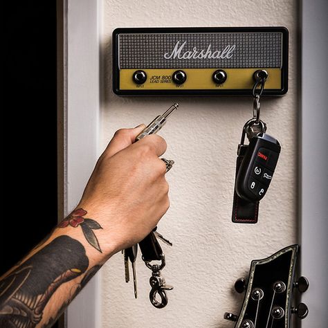 Marshall JCM800 Jack Rack 2.0 (includes 4 keychains)Hang Your Keys Like A Rockstar Marshall Guitar, Wc Decoration, Guitar Keys, Guitar Storage, Telephone Retro, Wall Mounted Key Holder, Marshall Amps, Hanger Storage, Key Storage