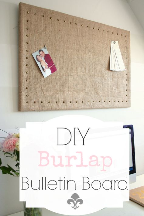 Bulletin Board Makeover, Cork Board Ideas, Burlap Bulletin Boards, Burlap Diy, Office Bulletin Boards, Grandkids Room, Diy Bulletin Board, Diy Cork, Sew Crafts