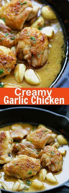 Creamy Garlic Chicken Recipes, Easy Skillet Chicken, Creamy Garlic Chicken, Creamy Garlic Sauce, Garlic Chicken Recipes, God Mat, Skillet Chicken, Creamy Garlic, Garlic Chicken