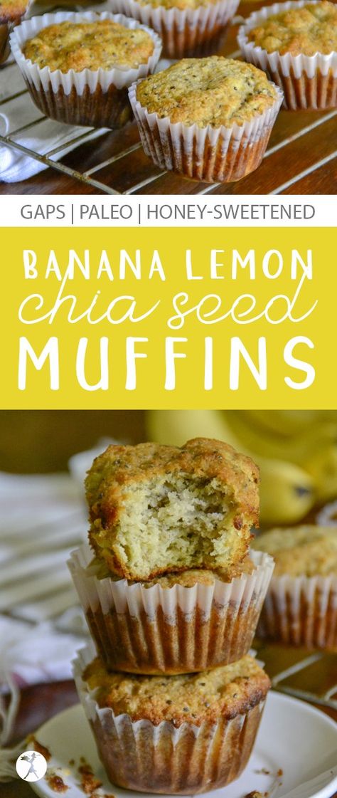 These paleo and GAPS diet-friendly Banana Lemon Chia Seed Muffins will brighten up any day with their perfect muffiny texture and delicious flavor! Lemon Chia Seed Muffins, Chia Seed Muffins, Muffins Banana, College Teaching, Muffins Paleo, Paleo Muffins, Daycare Menu, Child Nutrition, Seed Muffins