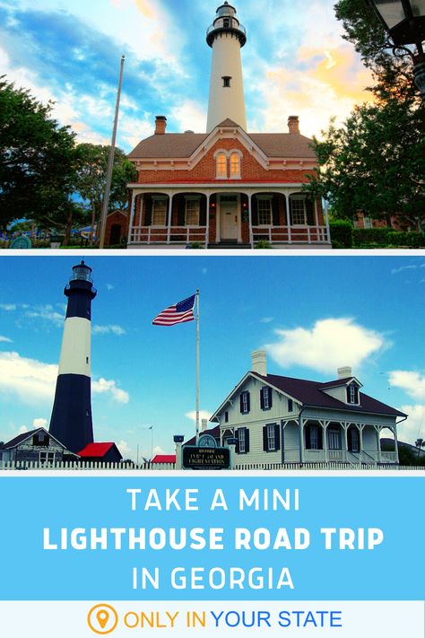 This little road trip will take you to two of Georgia's most beautiful lighthouses. They're both open to climb and this drive makes for a great summer day trip. Lighthouse Road Trip, Georgia Lighthouses, Best Bucket List, Travel Georgia, Georgia Travel, St Simons Island, Beautiful Lighthouse, St Simons, Georgia State