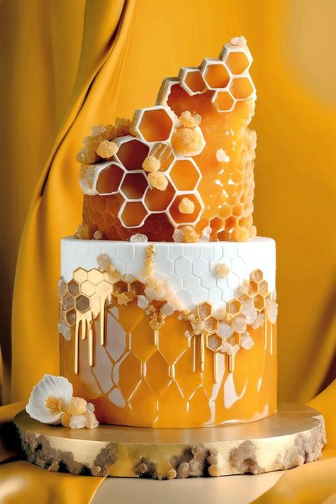 Honey Cakes, Honeycomb Cake, Bee Cakes, Cupcakes Decorados, Culinary Art, Creative Cake Decorating, Baking Cakes, Tasty Chocolate Cake, Gateaux Cake