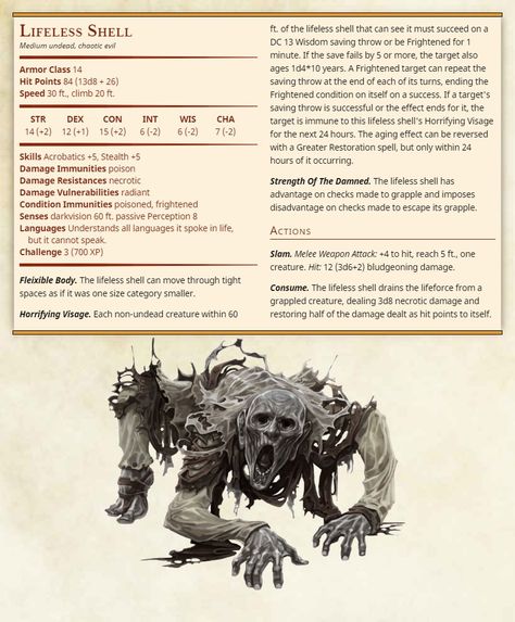 5e Monsters, Homebrew Monsters, Guerriero Samurai, Dungeons And Dragons Rules, Dnd Monster, Dnd Stats, Creaturi Mitice, Monster Ideas, Creature Fantasy