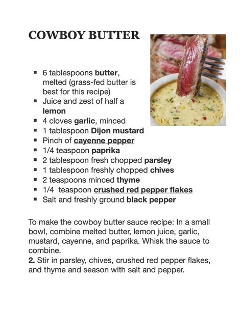 Cowboy Butter Recipe, Cowboy Butter, Butter Recipes Homemade, Homemade Sauce Recipes, Condiment Recipes, Butter Recipe, Steak Recipes, Grocery List, Food Waste