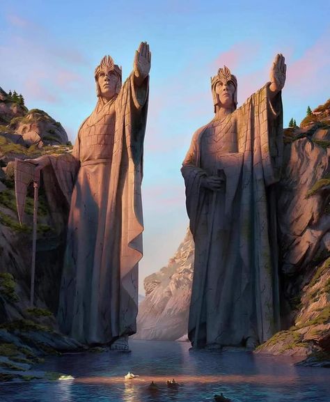 The Argonath, Alan Lee Art, Lotr Movies, Jungle Temple, Lord Of The Rings Tattoo, جوني ديب, Enchanted Kingdom, John Howe, Hobbit Art