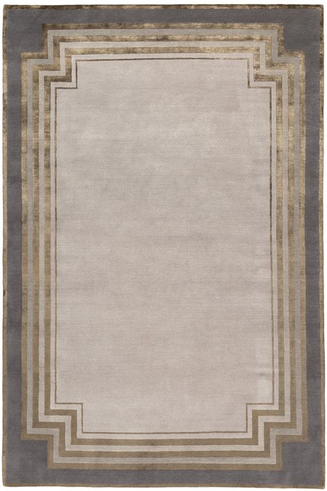 Deco Border Rug By Tim Gosling Contemporary, Patterned, Silk, New by The Rug Company Art Deco Motif, Dining Room Paint, Motif Art Deco, Carpet Texture, Border Rugs, Art Deco Rugs, Art Deco Movement, Area Rug Design, Grey Art