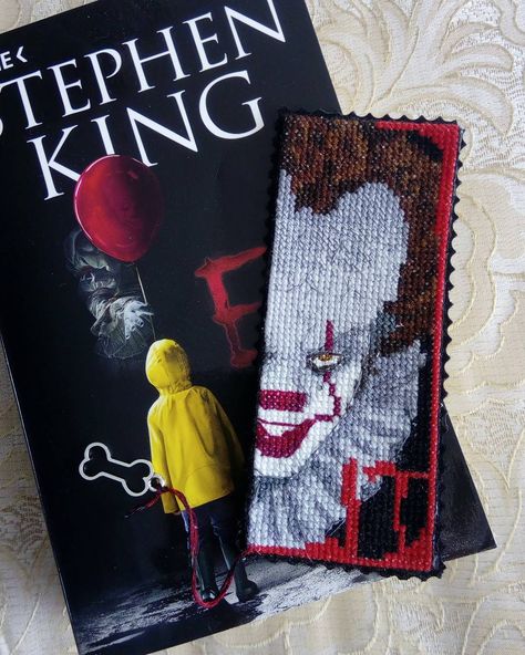 Pennywise Cross Stotch Bookmark by me :) It movie 2017. Idea for Halloween It Cross Stitch Stephen King, Pennywise Cross Stitch, It Movie, Stitch Bookmark, Idea For Halloween, Bookmark Ideas, Cross Stitch Bookmarks, Stitch Ideas, Stephen King