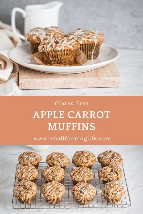 These easy and healthy gluten free apple carrot muffins are moist and make a great breakfast. This recipe is the best for quick and simple muffins. They are very similar to morning glory muffins. #gluten free #recipe #muffins #breakfast Gluten Free Carrot Muffins, Healthy Carrot Muffins, Apple Carrot Muffins, Apple Oatmeal Muffins, Carrot Muffin Recipe, Gluten Free Easter, Glory Muffins, Muffins Gluten Free, Muffins Breakfast