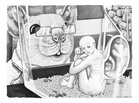 Barbara Daniels illustrates the imaginative world, where the roles of humans and animals are reversed – Campaigns of the World® Parallel Universe Art, Stop Animal Testing, Animal Activism, Stop Animal Cruelty, Animal Advocacy, Parallel Universe, Gcse Art, Universe Art, Black And White Drawing