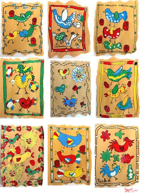 Folk art children's lesson. Compliments of deepspacesparkle.com Quetzalcoatl Art, Multi Cultural Art, Bark Painting, Art Education Projects, Hispanic Art, Book Art Projects, Deep Space Sparkle, Arte Folk, Cultural Art