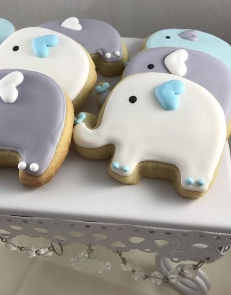 Elephant Sugar Cookies, Baking Schedule, Diy Elephant, Elephant Cookies, Elephant Baby Shower Boy, Baby Shower Desserts, Baby Cookies, Animal Cookies, Baby Shower Cookies