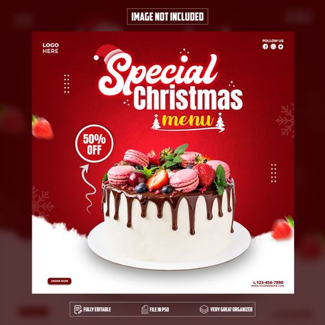 Christmas flyer Christmas Menus, Menu Christmas, Free Menu Templates, Menu Designs, Instagram Template Free, Ig Templates, Birthday Flyer, Christmas Ad, Christmas Dessert