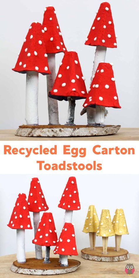 Toadstool Craft, Egg Carton Art, Høstaktiviteter For Barn, Mushroom Crafts, Egg Carton Crafts, Fall Crafts For Kids, Autumn Crafts, Egg Carton, Childrens Crafts