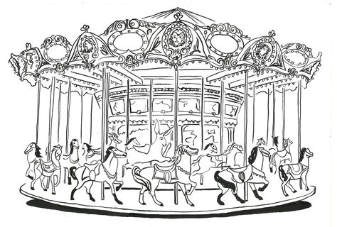 carousel+drawing | Taken by the Hand: An illustrated carousel Carousel Tattoo, Merry Go Round Carousel, Horse Drawing, Carousel Horses, Merry Go Round, Arte Inspo, Cute Coloring Pages, Go Around, Amusement Park