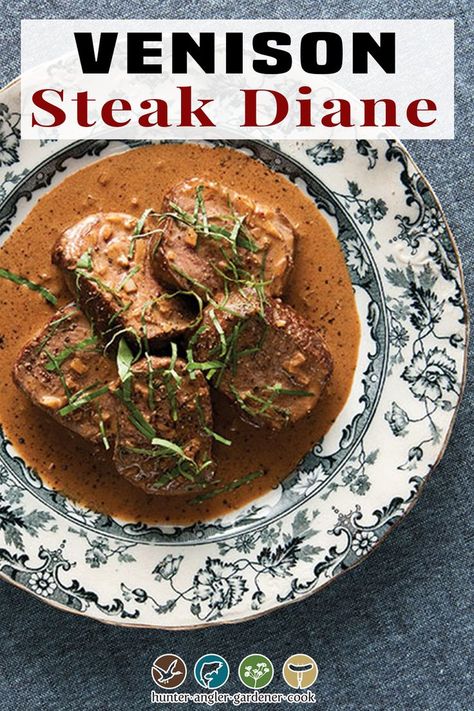 Deer Steak Recipes, Steak Diane Recipe, Venison Steak Recipes, Venison Backstrap Recipes, Cooking Venison Steaks, Recipe For Steak, Backstrap Recipes, Deer Steak, Elk Recipes