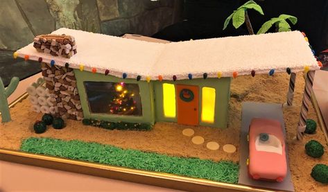 Mcm Gingerbread House, Midcentury Modern Gingerbread House, Mid Century Gingerbread House, Mid Century Modern Gingerbread House, Modern Gingerbread House, Madeline Party, Gingerbread Contest, Gingerbread Competition, Graham Cracker House