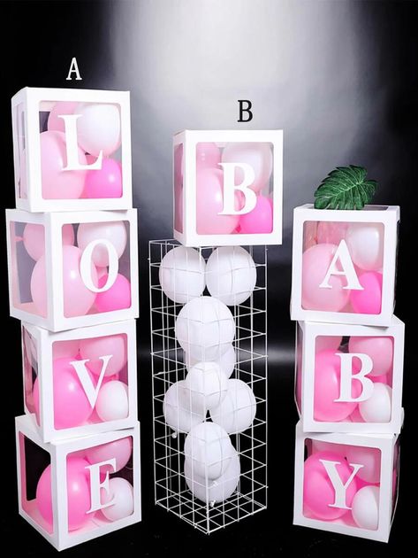 Paper Sizes Chart, Girl Bday Party, Clear Paper, Baby Shower Deco, Balloon Box, Gender Reveal Balloons, Girl Baby Shower Decorations, Baby Box, Baby Shower Winter