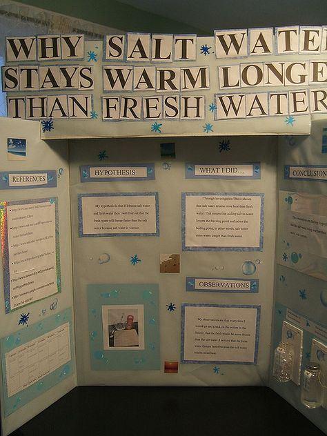 Why salt water stays warm longer than fresh water Middle School Science Fair Projects, High School Science Fair Projects, Science Project Board, Letras Comic, High School Science Fair, Kids Science Fair Projects, Easy Science Fair Projects, Elementary Science Fair Projects, Science Fair Board