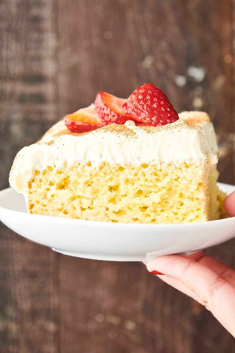 Easy Tres Leches Cake - with Boxed Cake Mix How To Decorate A Tres Leches Cake, Cake Mix Tres Leches Cake Recipe, Easy Tres Leches Cake With Box Cake, Tres Leches Sheet Cake, Tres Leches Cake Recipe With Box Cake, Tres Leches Cake Recipe Authentic, Easy Tres Leches Cake, Crockpot Lava Cake, Easy Tres Leches